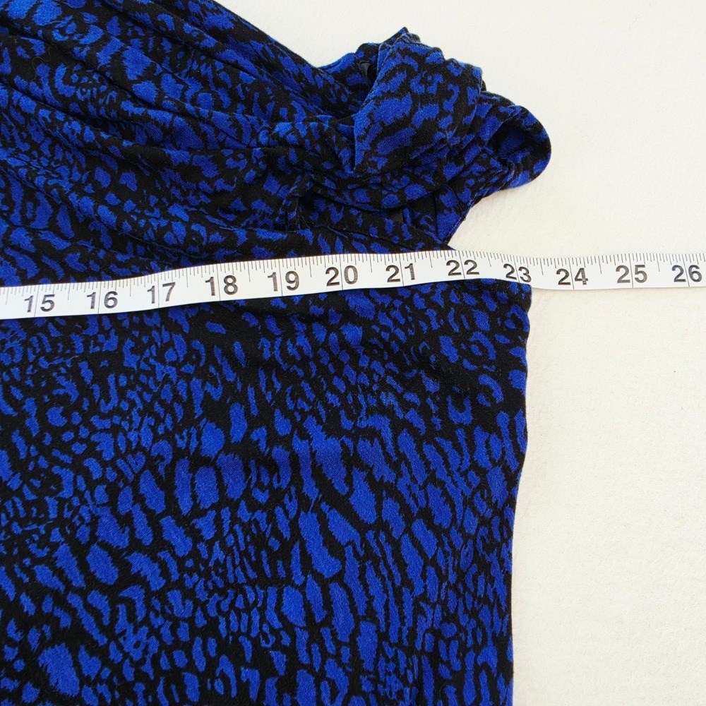 Tart Collections NWT Blue Black Animal Print Cowl Neck Blouson Sheath Dress L - Picture 9 of 11